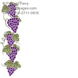 Clip Art Illustration of a Grape Design Side Border