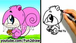 How to Draw a Cartoon Squirrel in 2 min - Drawing Step by Step Cute ...