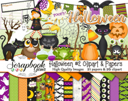 HALLOWEEN 2 Clipart and Papers Kit 26 png Clip Arts 21 jpeg