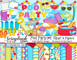 POOL PARTY (Kit #2) Clipart and Papers | Scrapbook Gems