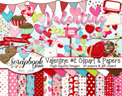 VALENTINE, Set #2 Clipart and Papers | Scrapbook Gems