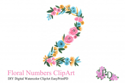 Floral Number Two Clipart ~ Illustrations ~ Creative Market