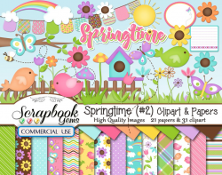 SPRINGTIME Kit #2 CLIPART AND PAPERS | Scrapbook Gems