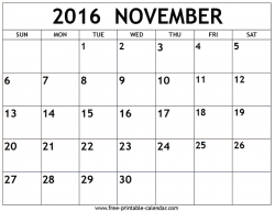 November 2016 calendar - DownloadClipart.org