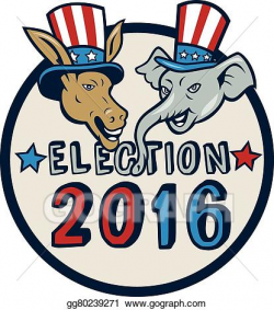 Vector Art - Us election 2016 mascot donkey elephant circle cartoon ...