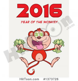 Cartoon Clipart of a Rich Monkey Holding Cash and Jumping with 2016 ...