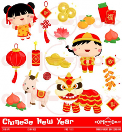 Chinese New Year Clipart / Digital Clip Art & Illustration for ...