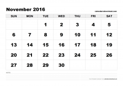 28+ Collection of November Calendar 2016 With Clipart | High quality ...