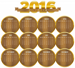 Transparent Gold 2016 Calendar PNG Image | Gallery Yopriceville ...