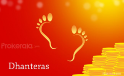 Dhanteras Greetings Footprints Of Goddess Lakshmi And Golden Coins ...
