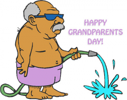 Happy Grandparents Day old man with water tap clipart
