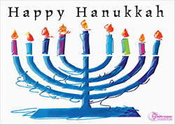 Happy Hanukkah Candle Stand Clipart
