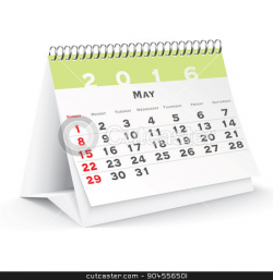 May 2016 desk calendar stock vector