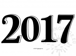Happy New Year 2017 Black Clipart | Coloring Page