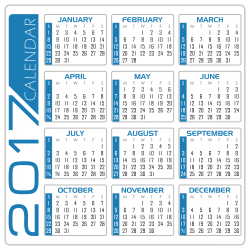 Clipart - Calendar 2017 - English Version (White and Blue)