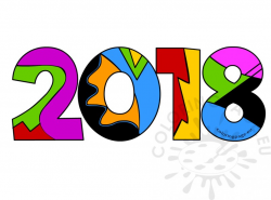 2018 new year clipart | Coloring Page