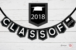 Digital Black and White Striped Graduation Banner, Class Of ...