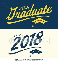Clip Art Vector - Class of 2018 congratulations graduate typography ...