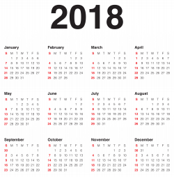 2018 Calendar Transparent PNG Clip Art Image | Gallery Yopriceville ...