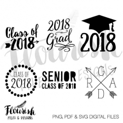 Class of 2018 Digital Cut Files SVG PNG PDF Digital