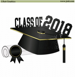Class of 2018 clipart, MORE COLORS, black, gold, graduation clipart ...