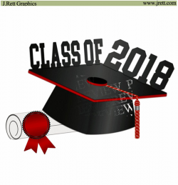 Class of 2018 clip art, MORE COLORS, red, black graduation clipart ...