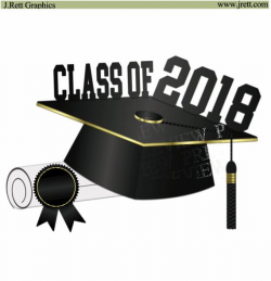 Class of 2018 clipart, MORE COLORS, black, gold, graduation ...