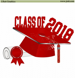 Class of 2018 clip art MORE COLORS red silver graduation