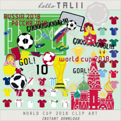 WORLD CUP 2018 Clipart Russia 2018 SOCCER or Football World