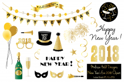 New Year's Eve 2018 Clipart ~ Illustrations ~ Creative Market