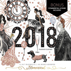 2018 New Year's Eve Clip Art Fashion Illustration Glam