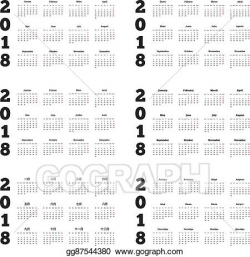 EPS Vector - Set of 2018 year simple calendars on different ...