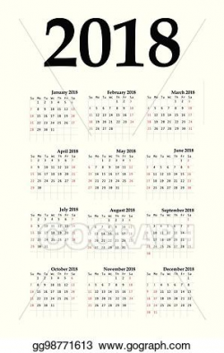 Vector Illustration - Calendar 2018 year simple style. EPS Clipart ...