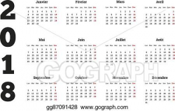 Vector Art - Simple calendar on 2018 year in french language. EPS ...