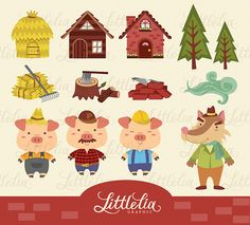 Three Little Pigs Clipart | Classic theme, Embroidery and Third