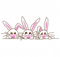 3 Bunnies Outline Embroidery Design Instant Download