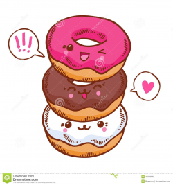 Group Of Three Cute Kawaii Donuts. - Download From Over 57 Million ...