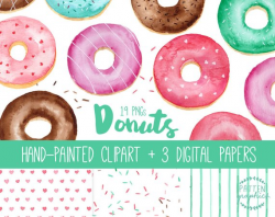 Watercolor Donuts Clipart Donut Clip Art Pink Donuts