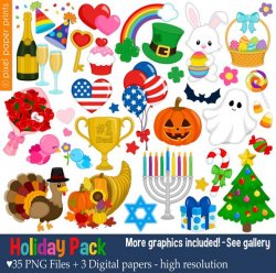 Holiday Pack Clip art set Holiday clipart