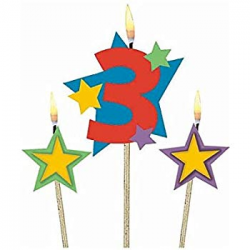 Amazon.com: Amscan Party Time Stars and Number 3 Celebration Candle ...
