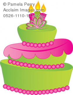 Clip Art Illustration of a Crooked Fancy Layer Cake