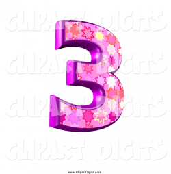 Clip Art of a 3d Pink Burst Number 3 by chrisroll - #343