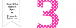 Hot Pink Polka Dot Number 3 Clipart — Printable Treats.com
