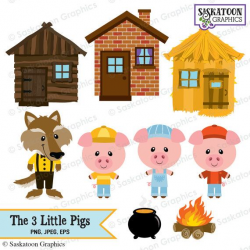 The Three Little Pigs Clipart - Instant Download File - Digital ...