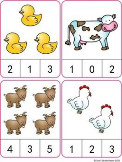 Farm Animals Count and Clip Cards (Numbers 1-20) | Count, Farming ...