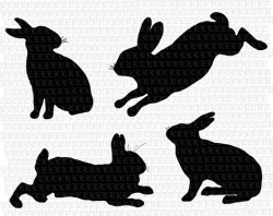 4 Bunny Rabbits Silhouettes High Quality Easter Clipart