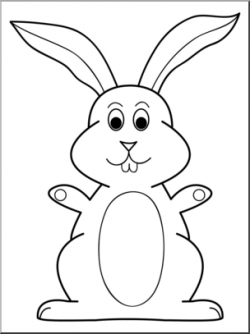 Clip Art: Cartoon Bunny 4 B&W I abcteach.com | abcteach
