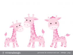 Pink Giraffe Digital Clip Art