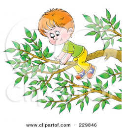 Macintosh apple tree kid climbing clipart