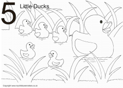 little ducks colouring page, 5 little ducks colouring sheet, 5 ...